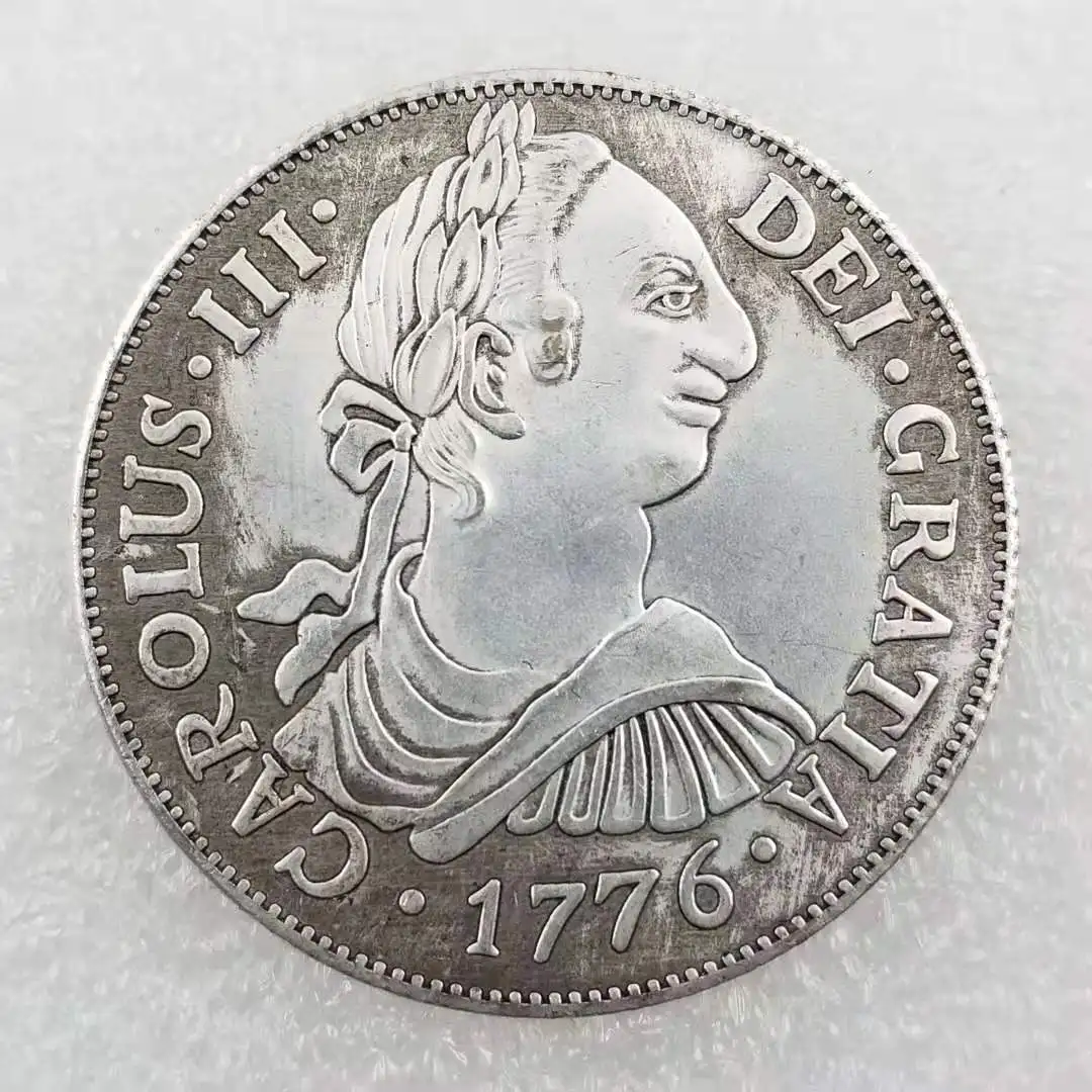1776 España monedas de plata originales decoración del hogar artesanía moneda mágica de la suerte adorno de escritorio monedas coleccionables regalos de navidad # 01