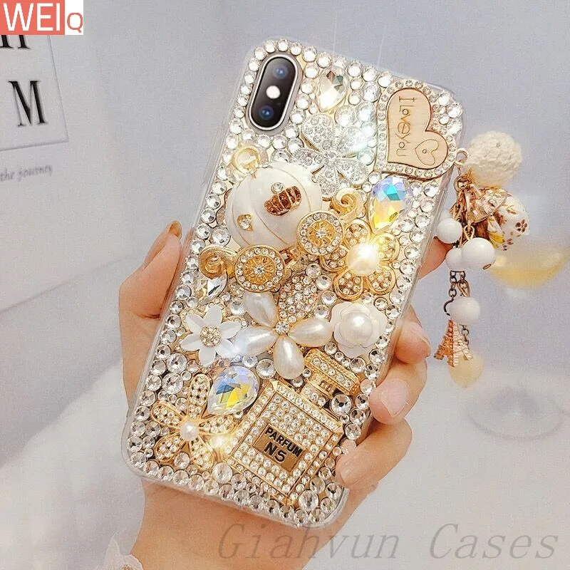 Bling Diamond Pumpkin Car Soft Phone Case For Samsung A5 A6 A7 A8 A9 A70 A520 A530 A750 A720 A50 A50S A51 A60 Plus + back Cover