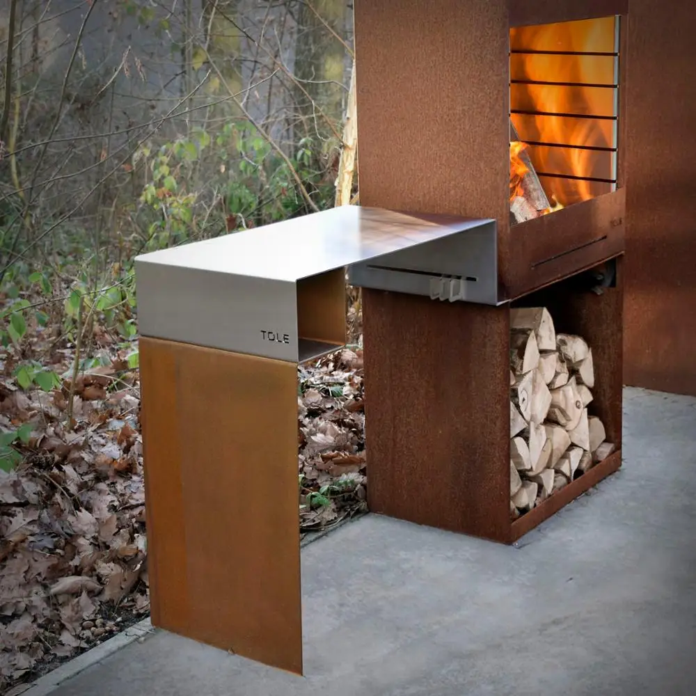 الحطب الخارجي مخصص كورتن الصلب حفرة النار تصنيع حديقة الخشب حفرة النار وعاء النار الصلب الطبيعي في الهواء الطلق حفرة النار الخشب S #4