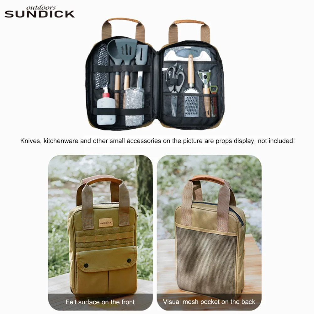 مجموعة أدوات الطبخ منظم السفر لملعقة شوكة السكين والتخييم والسفر وحقيبة تنظيم أواني الطبخ للشواء والتخييم والمشي لمسافات طويلة والسفر
