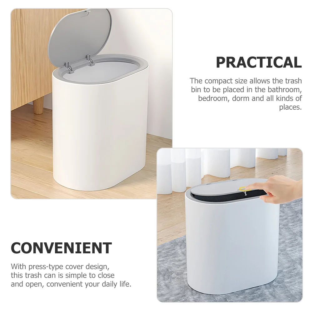 

Large Capacity Garbage Can Press Type Trash Bin Nordic Style Household Waste Basket Covered Trash Can for Bathroom Bedroom