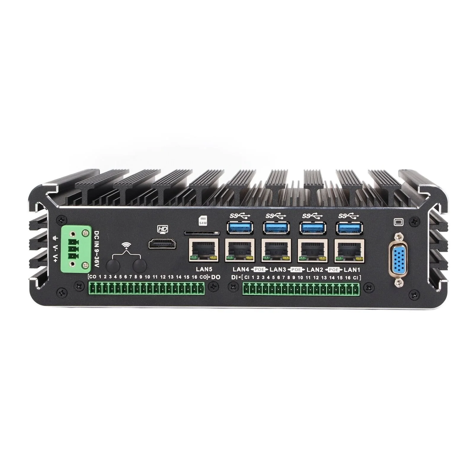 Industrial Fanless PC 5 LAN POE |  6th Gen CPU Embedded Computer for Machine Vision | GPIO Control