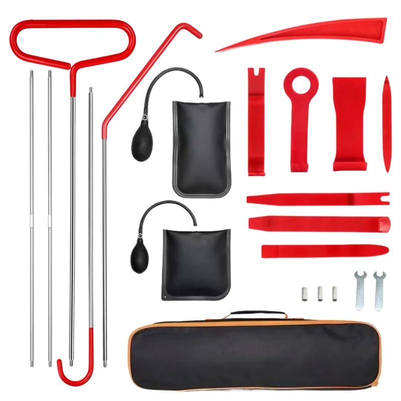 21/18PCS Car Door Tool Kit Inflatable Air Pump Auto Window Door Open Fixing Gripper Tools Long Reach Kits with Carrying Bag