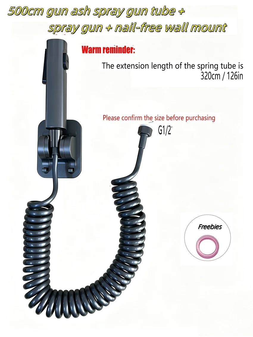 3-Piece Bathroom Sprayer  Flushing Set,  Square Handheld Cleaning Spray Gun, 2M, 3M, 5M Extension Pipes, and Wall Mounted Base