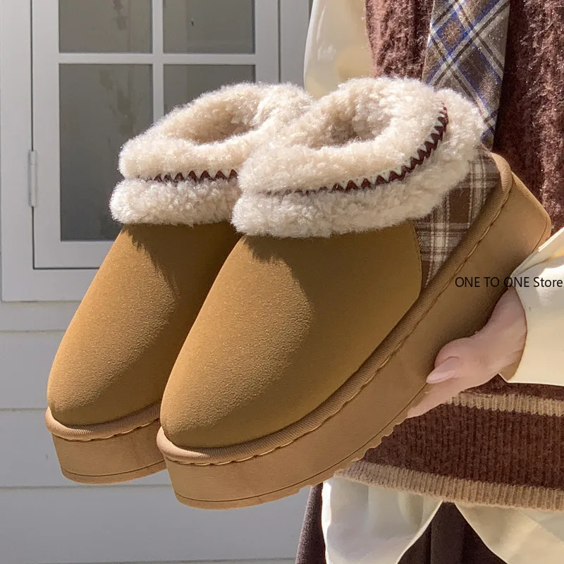 

New Thick-soled High-top Wool Cotton Shoes for Women Winter At Home To Keep Warm and Non-slip Commuter Snow Cotton Shoes