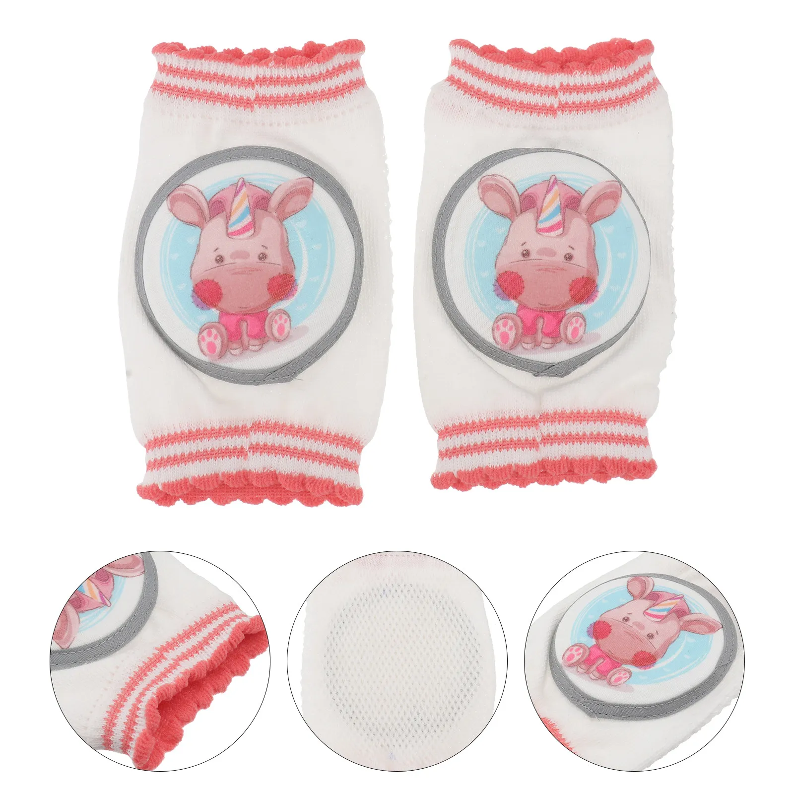 

1 пара дышащих летних наколенников для малышей из премиального материала, впитывающих пот, защитные накладки с мультяшным рисунком для ползания, эластичные