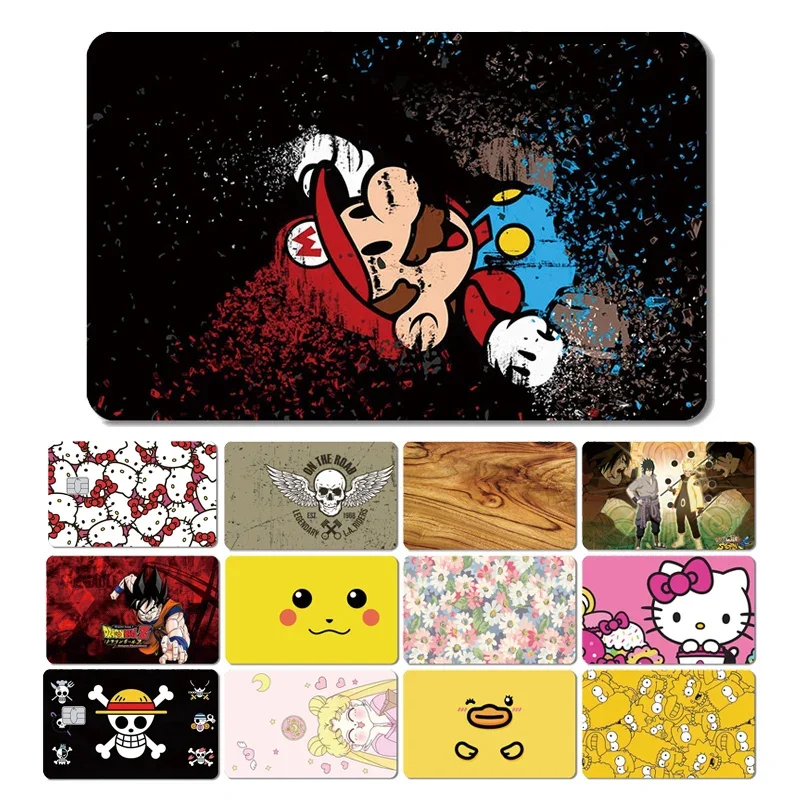 High Quality Cartoon Anime Diamond Wood Skull Sticker Cover Skin Film Case for Big Card Small No Chip Credit Debit Card Front