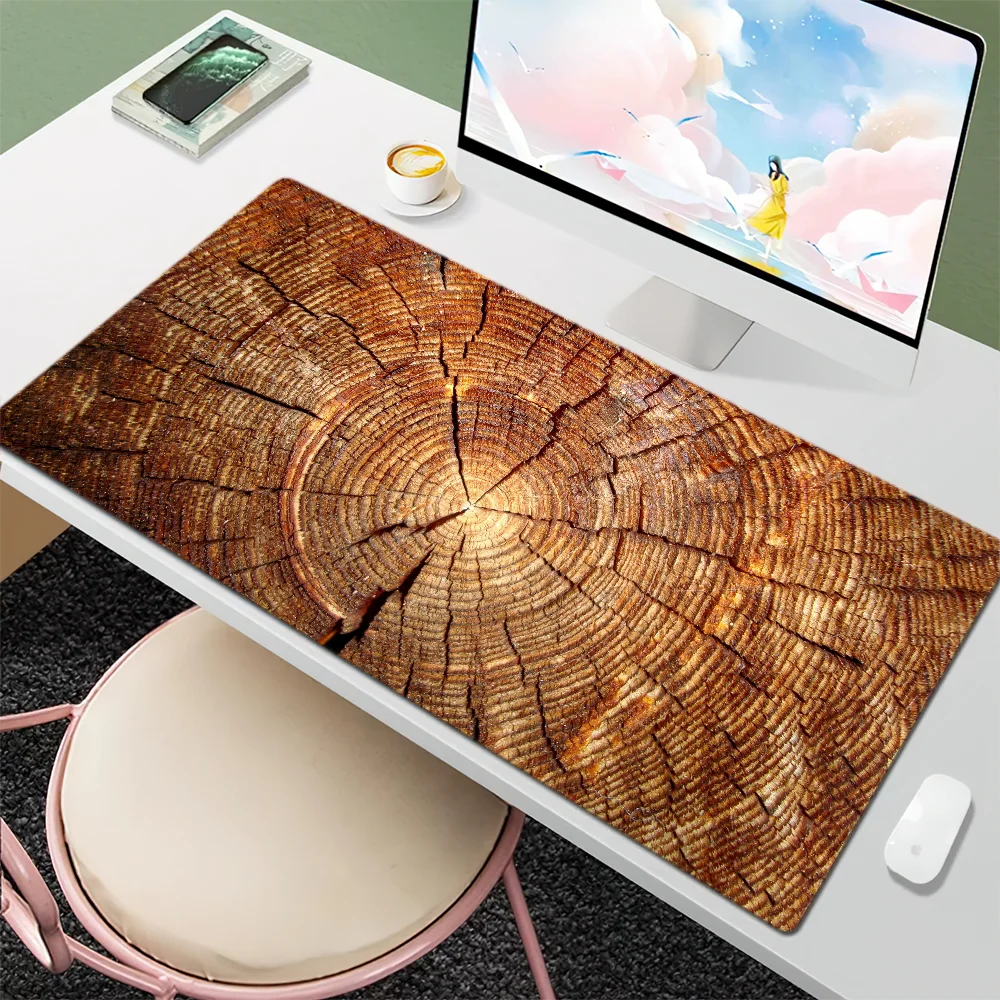 Red Texture Brown Wood Annual Ring Mouse Pad Desk Mat Large Non-slip Anti-fray Keyboard Ergonomic Office Rubber PC Home Custom
