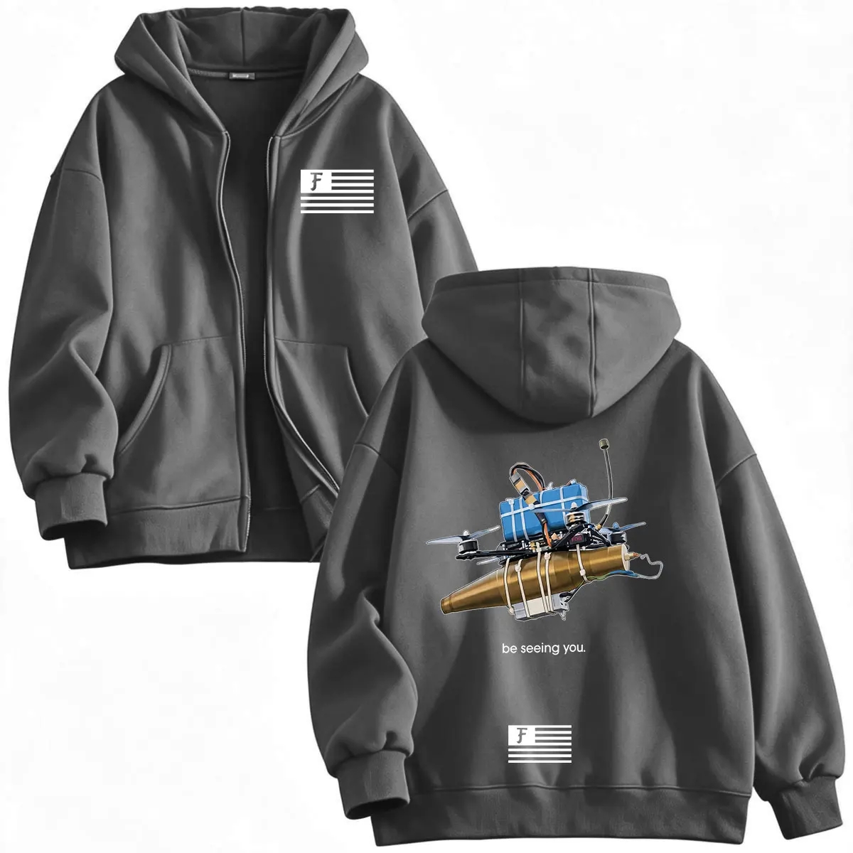 Forward Observations Group Be Seeing You Zipper Hoodies Herren Damen Kleidung Mode Langarm Kapuzenpullover mit Reißverschluss Jacke – Detail 7
