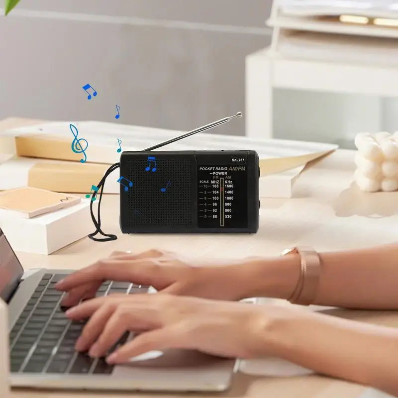 Radios portables Am Fm Transistor Radio électronique compacte alimentée par batterie avec basse stéréo pour cuisine Camping Garage voiture