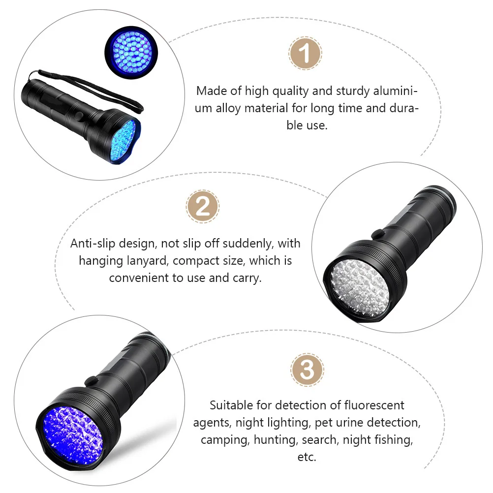 51-Led الأشعة فوق البنفسجية مصباح يدوي Blacklight الشعلة للكشف عن الإسفار أداة مجوهرات الألومنيوم للماء #4