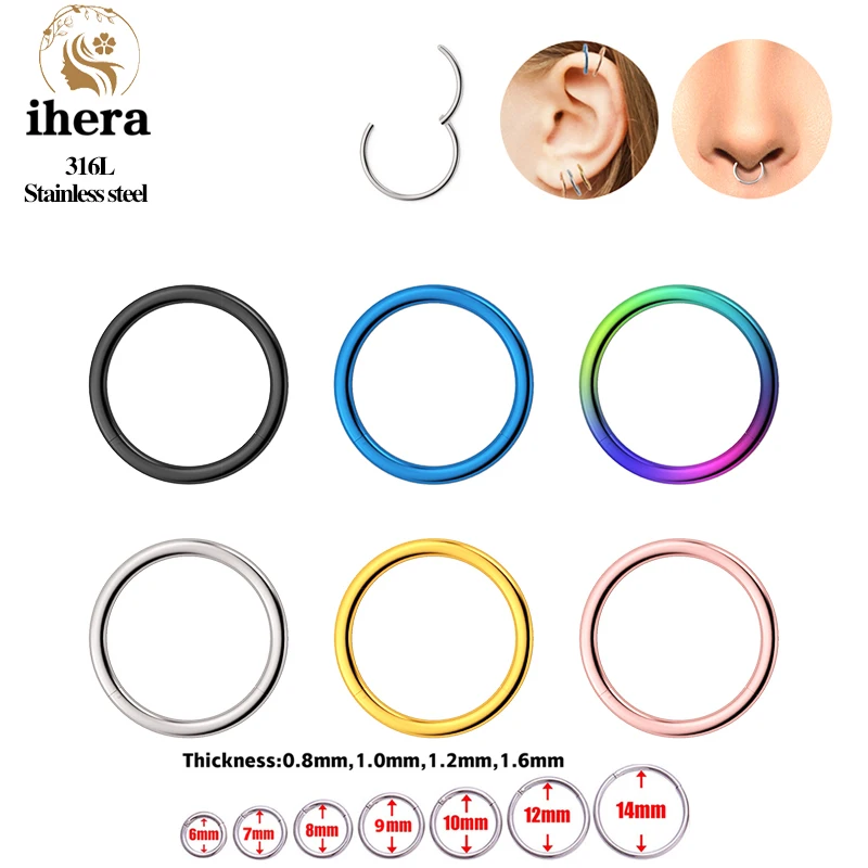 1/10 Stück Edelstahl Septum Clicker Klappbare Segment-Ringe Runde Nasenringe Ohrknorpel Helix Ohrringe Körperschmuck – Detail 17