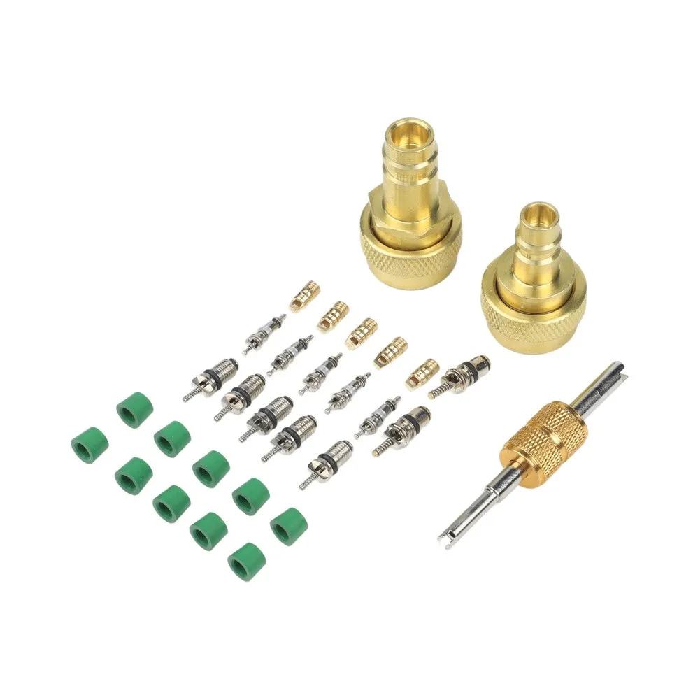 AC Conversion Adapter Kit Compatible with For R1234YF and R134A Including High Side Low Side Couplers and Core Tools