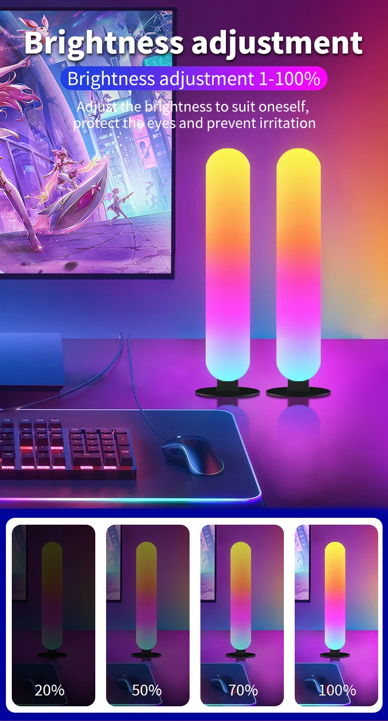 RGB USBLED Light Bar Color Changing TV Backlight Remote Symphony Atmosphere Light Strips Music Rhythm Ambient Pickup Lamp Decor