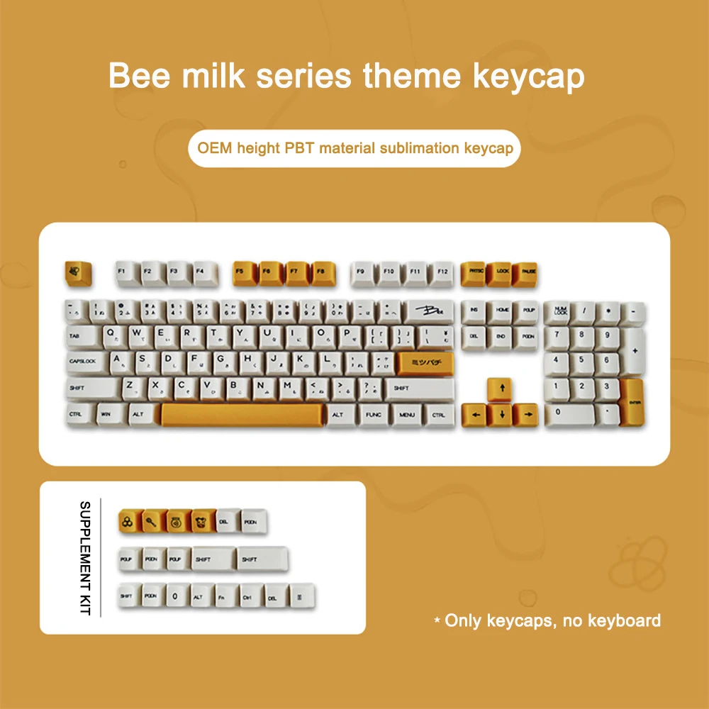 

Keycaps 123 key Honey And Milk Theme Key Caps For MX Switch Mechanical Keyboard PBT Dye Subbed Keycaps OEM Sakura pink Gaming