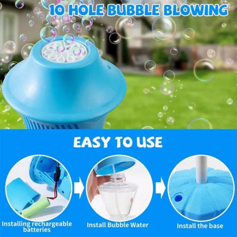 Street Light Bubble Machine กลางแจ้งอัตโนมัติ Bubble ไฟฉายสวนโคมไฟชาร์จ Bubble Maker ขาตั้งฟองพร้อมไฟเพลง