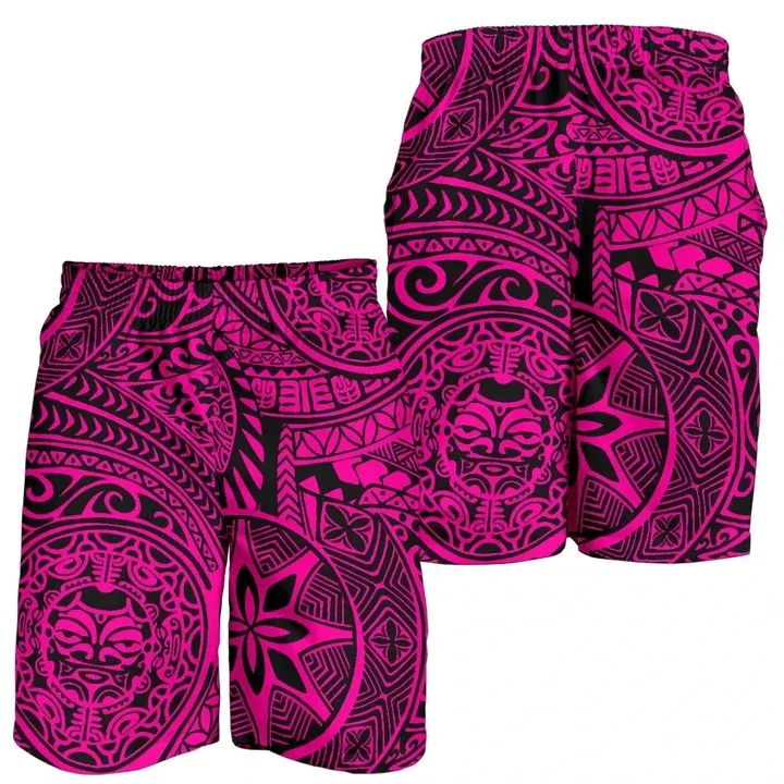 New Zealand Olive Branch 3D Print Beach Shorts Maori Tiki Mask Graphic Short Pants Hawaii Streetwear Tribal Tiki Sun God Trunks