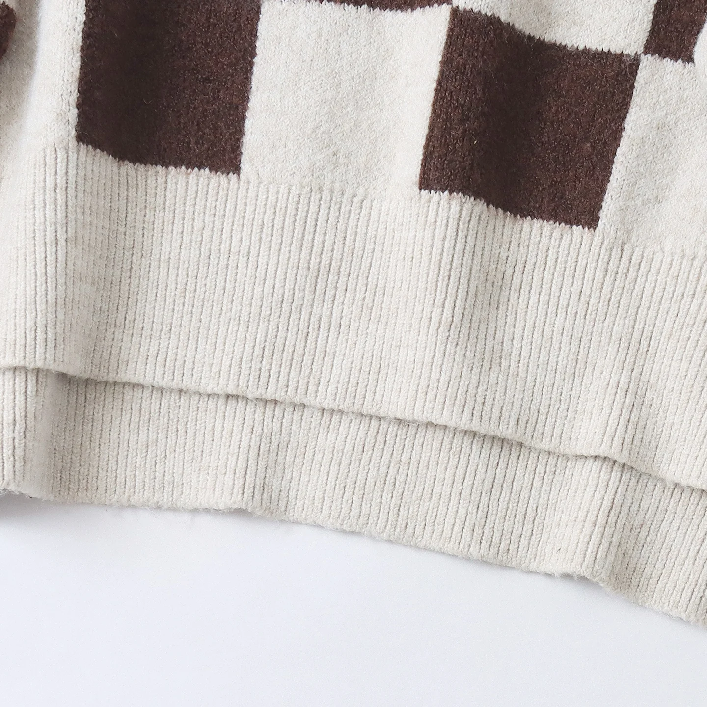 Retro Plaid Strickwaren frauen Herbst Winter Thiened runde Ne Lose Abnehmen Sli Vielseitig Lange Sve Polyester Faser