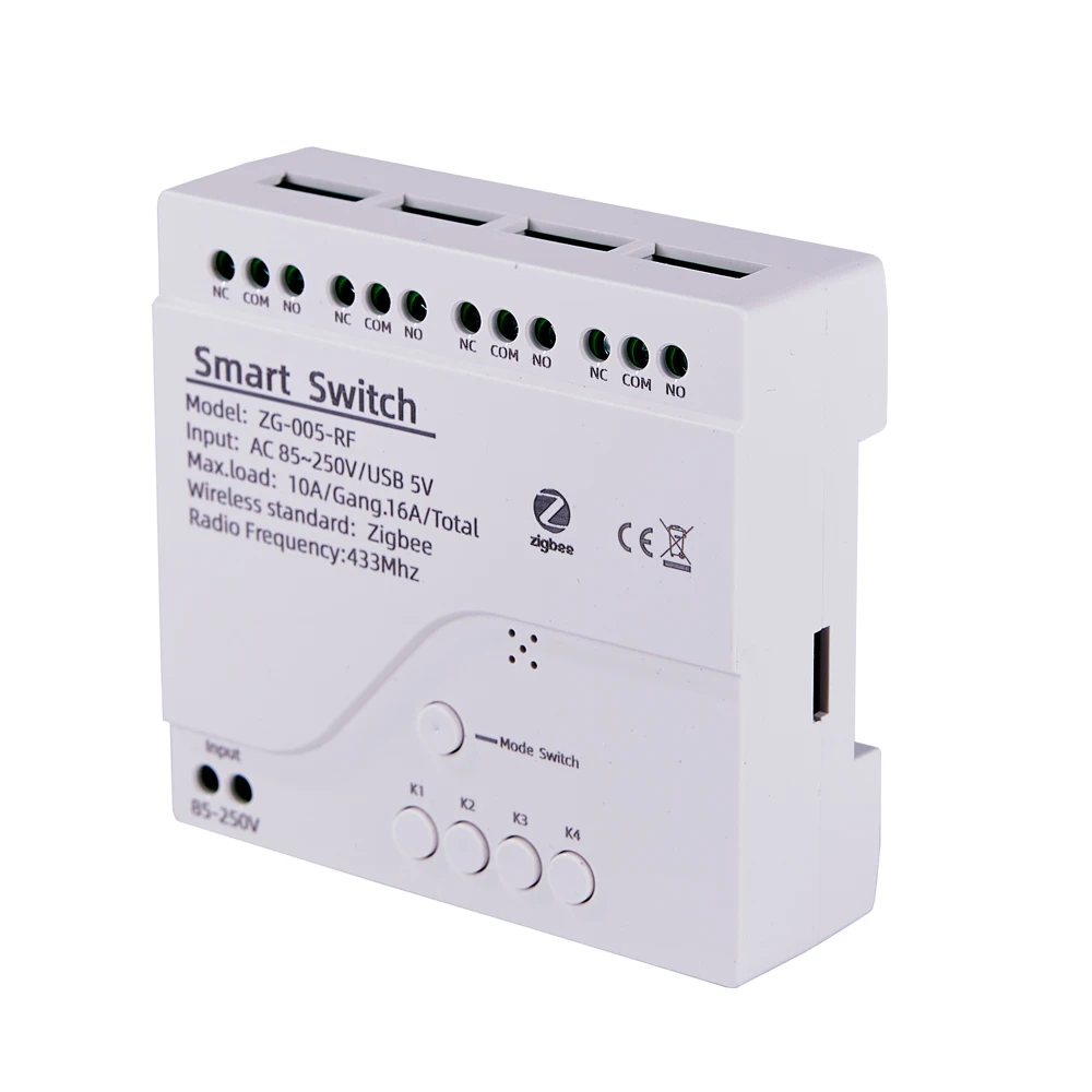 4CH Zigbee Tuya Smart Home Relay Module 85-250V Relay AC DC 7-32V 85-250V Works Alexa Google Assistant Smart Light Switch