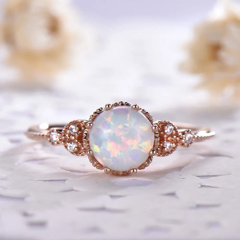 S925 Sterling Silver Ring Hot Sale Moonstone Decorated Diamond Ring Rose Gold White Delicate Engagement Finger Ring