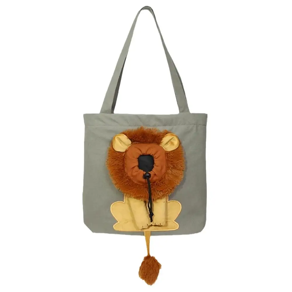 Pet cat Bag Pet Canvas Shoulder Bag Pet Carriers Lion-shaped pet Pet pet bag accessories Outdoor cat supplies R6L6