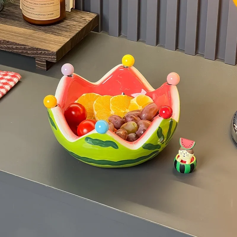 frutero-de-ceramica-con-forma-de-sandia-y-6-tenedores-de-acero-inoxidable-plato-para-servir-frutas-bocadillos-ensaladas-adornos-bonitos