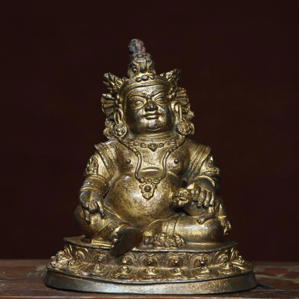 Gold-leafed Yellow God of Wealth Buddha Statue for Home Worship | Dimensions: 19 Cm Tall Home Decor