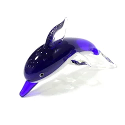 Murano Glass Dolphin Figurine Cute Sea Animal Small Statue Ornaments Home Table Decor Collection Holiday New Year Gifts for Kids