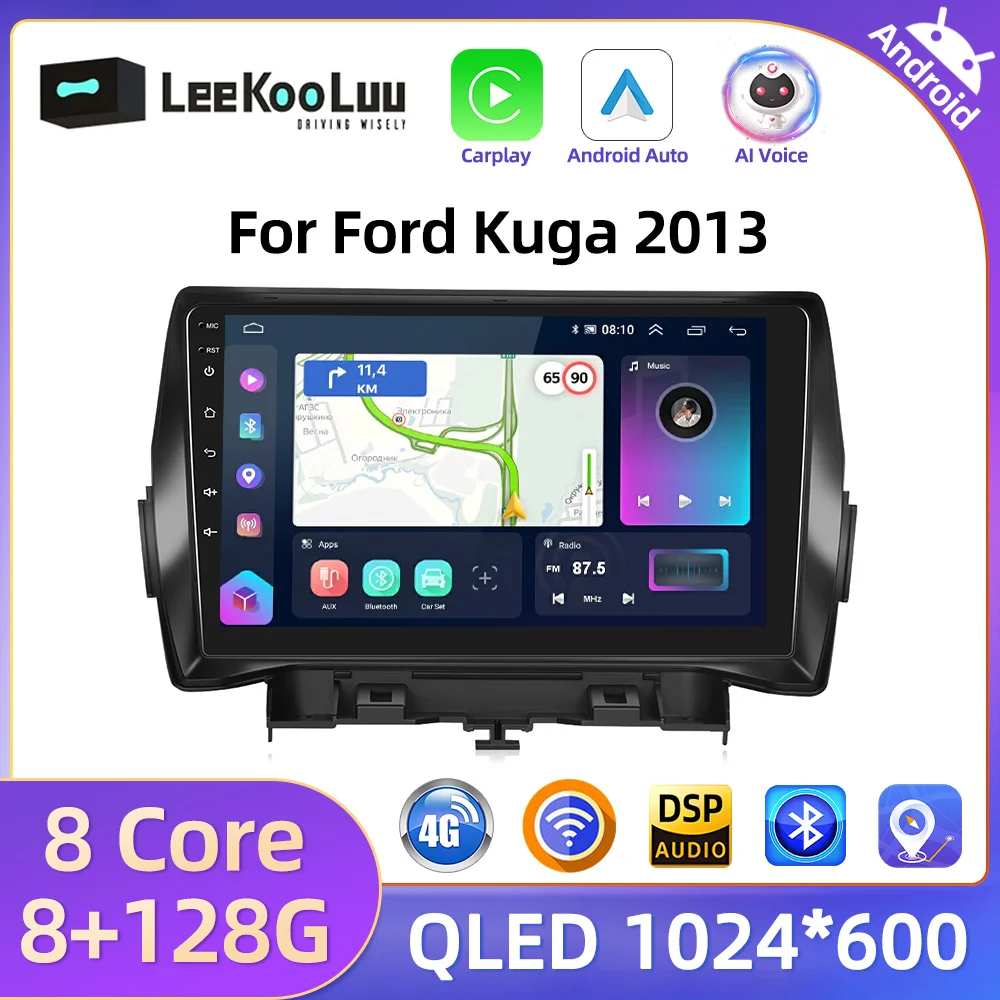 LeeKooLuu Android Autoradio 2 Din For Ford Kuga Escape 2013 Car Multimedia Video Player Stereo GPS Navi Wifi Bluetooth Carplay