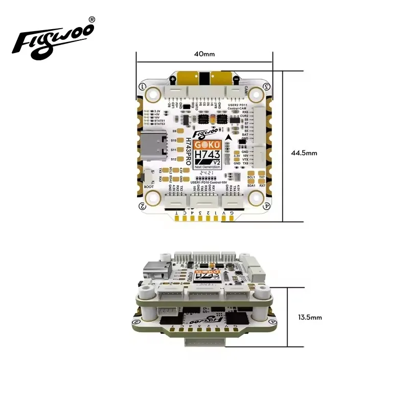 Flywoo GOKU H743 PRO 55A 32Bit 128K 30*30 Stack Flight Controller with G55M AM32 4in1 ESC Plug&Play O4/O4 Pro RC Parts