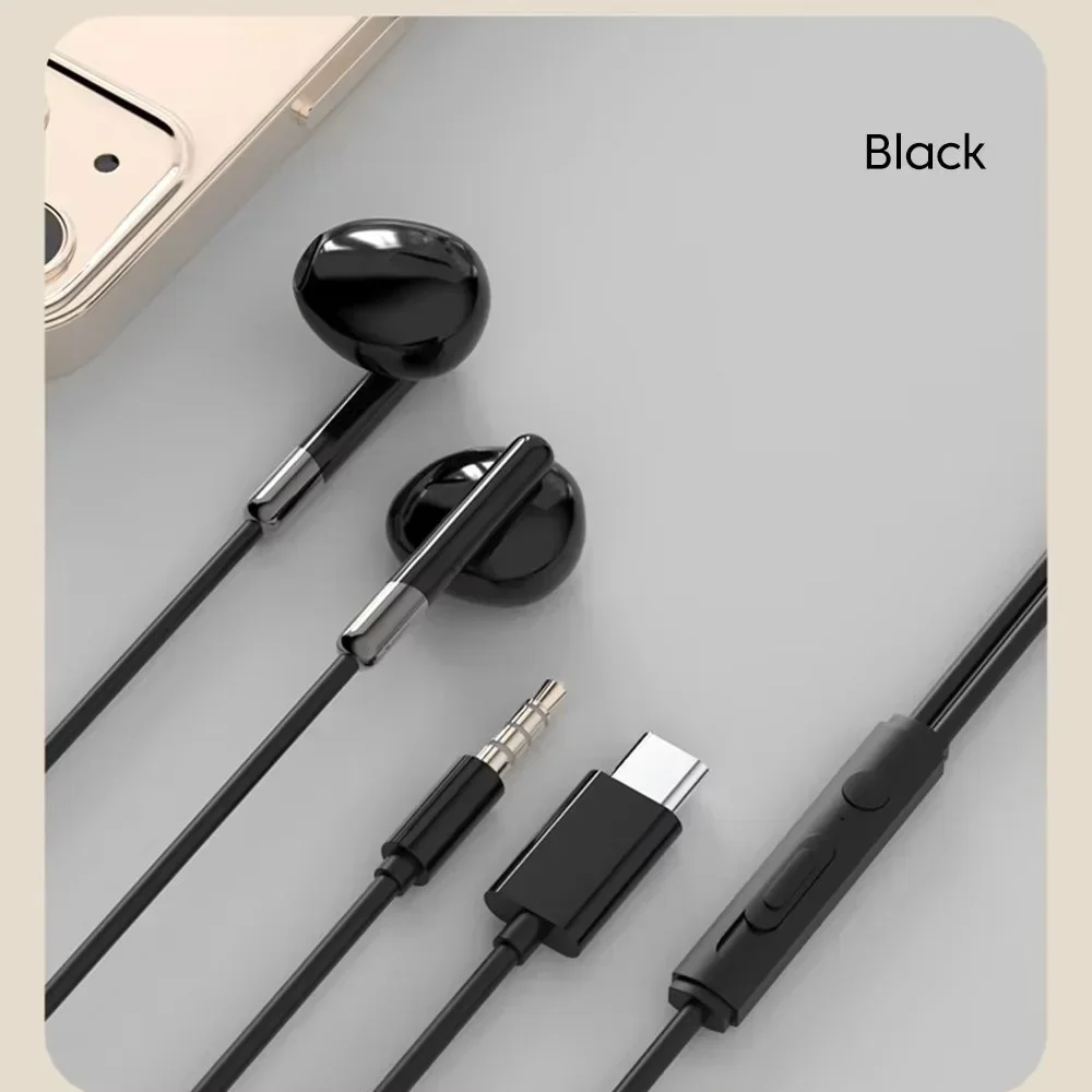 

ZLRLMHY 3.5MM/Type-C With HD Microphone Digitla Chip Wired Earphones 9D HiFi Stereo Music For Huawei Xiaomi Samsung iphone 15