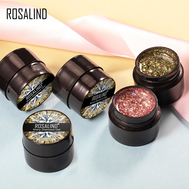 ROSALIND 5ml Gel Nail Polish Glitter Hybrid Varnishes Top Base Coat For Nail Paint Semi Permanent For Manicure Nail Art