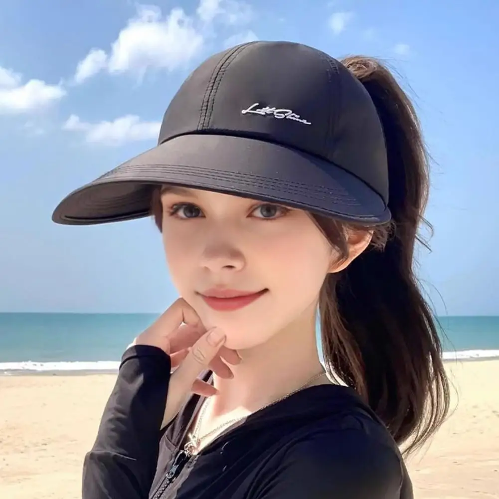 

Women Baseball Hat Extended Brim Sun Protection Quick-Dry Adjustable Fit Outdoor Baseball Cap Travel Riding Hat