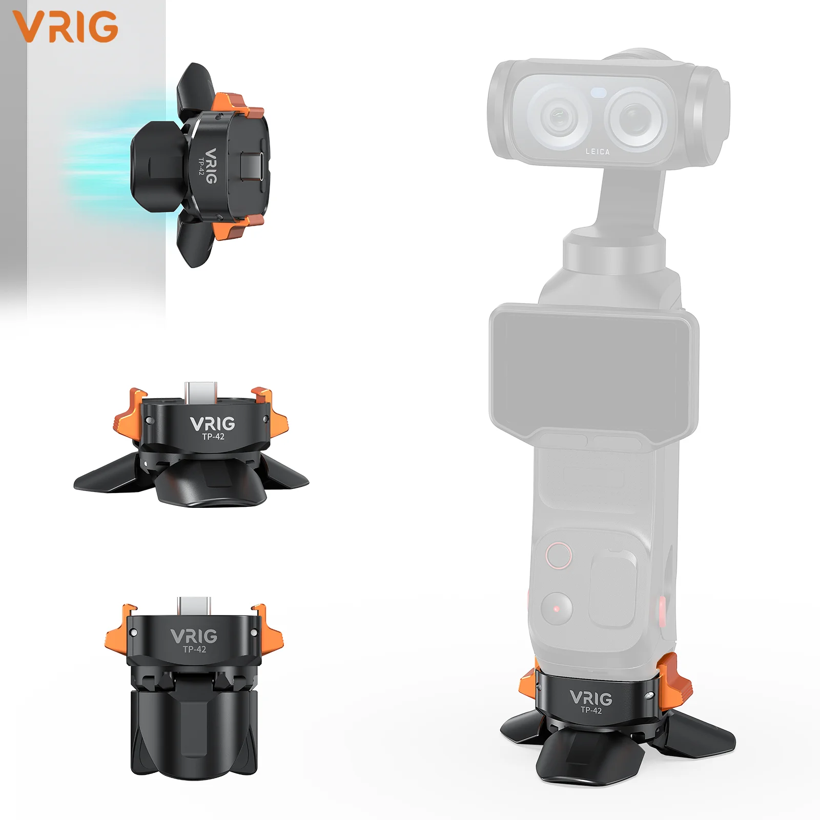 VRIG Quick Release Charging Base Mini Auto Open Tripod For Insta360 Luna Type C Charge Data Transfer Aluminum Camera Accessories