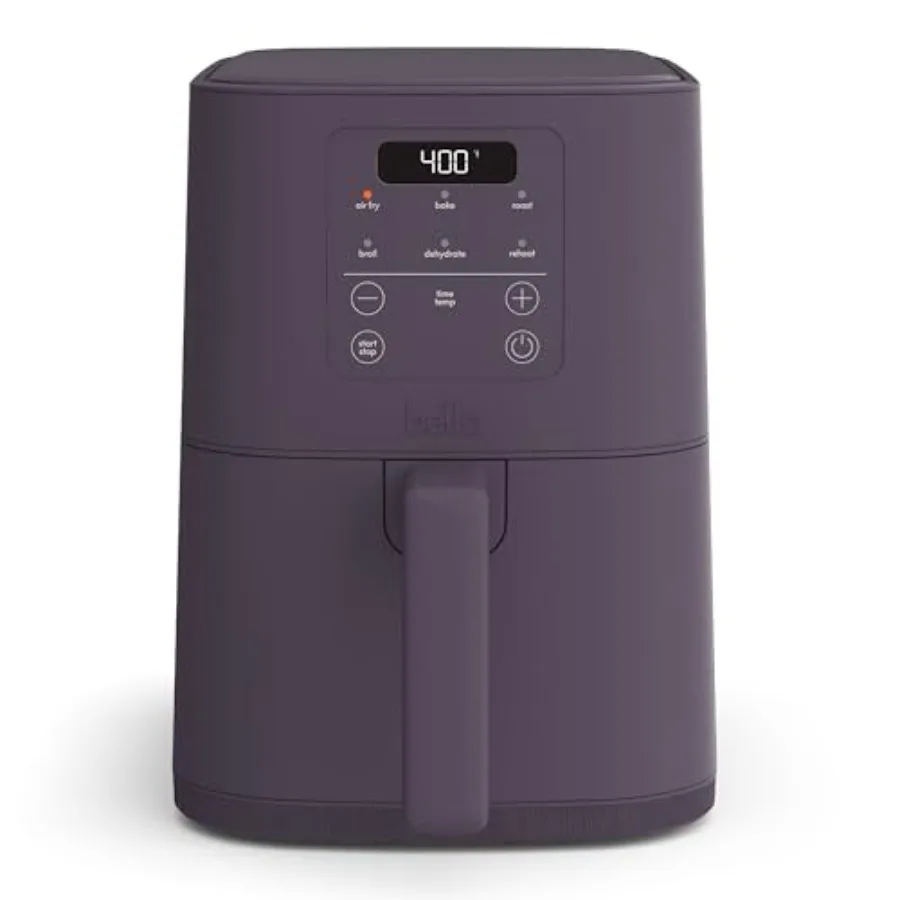 

4Qt Slim Air Fryer for compact kitchens, ceramic nonstick coating, plum color, space-saving design with 6 presets and 60-min au
