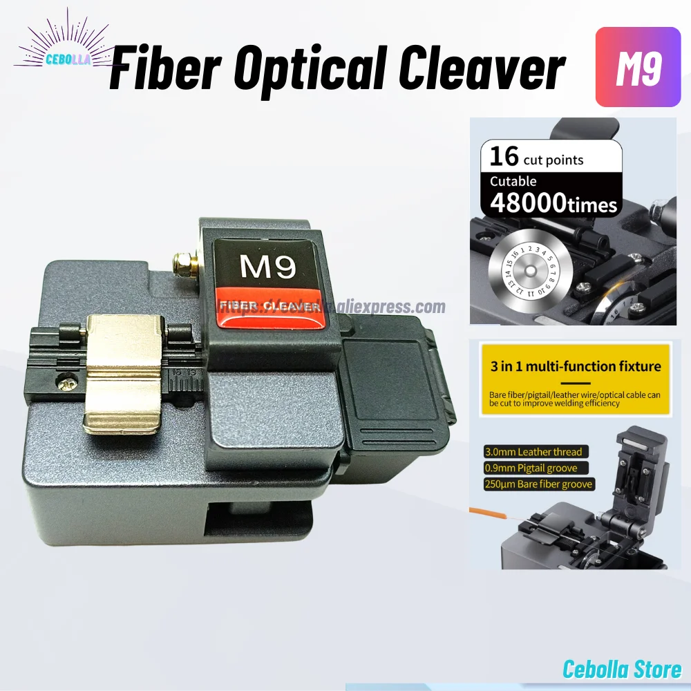 Cuchillo cortador óptico M9, 16 hojas de superficie, herramientas de cuchilla óptica FTTH, cuchilla de fibra, rebote automático