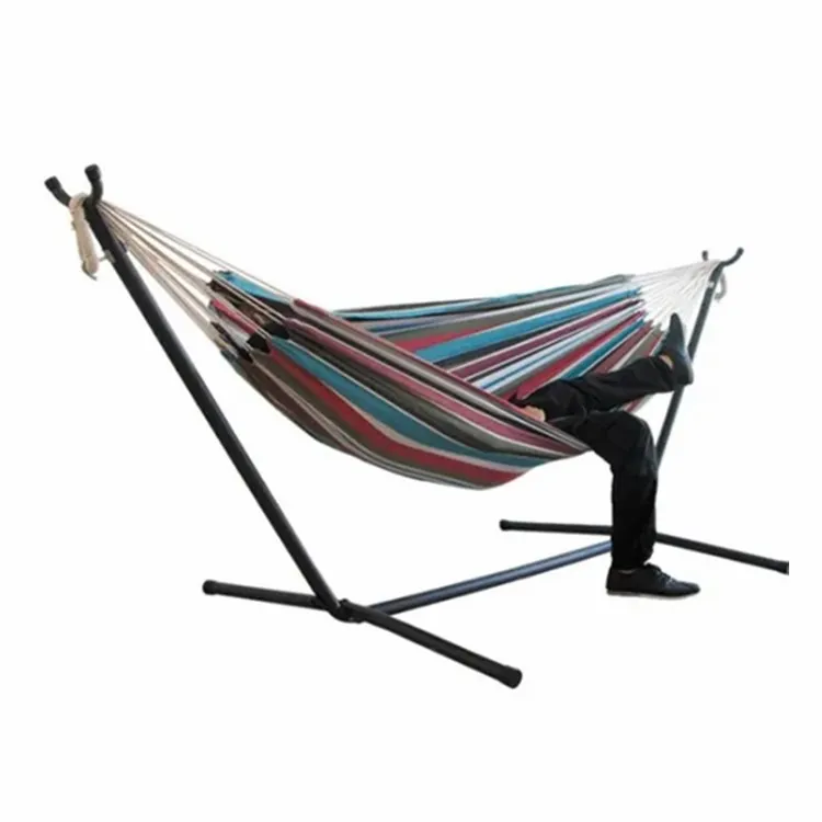 Double Cotton Hammock with folding steel hammock stand hammock stand with storage carry bag