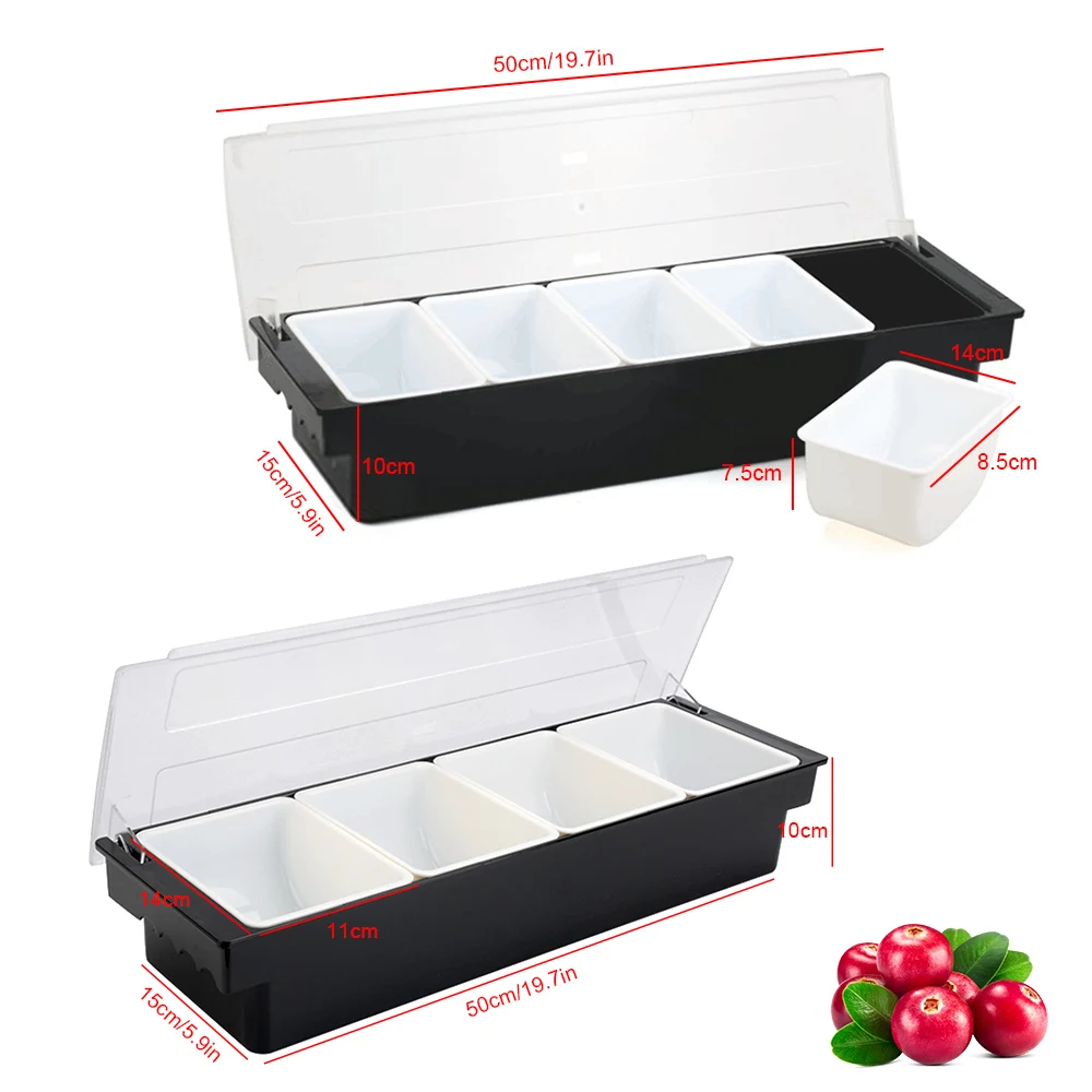 

Compartment Condiment Dispenser with A Lid to Keep the Food Well Sealed Distribute Vegetables Fruits Sturdy and Durable ABS