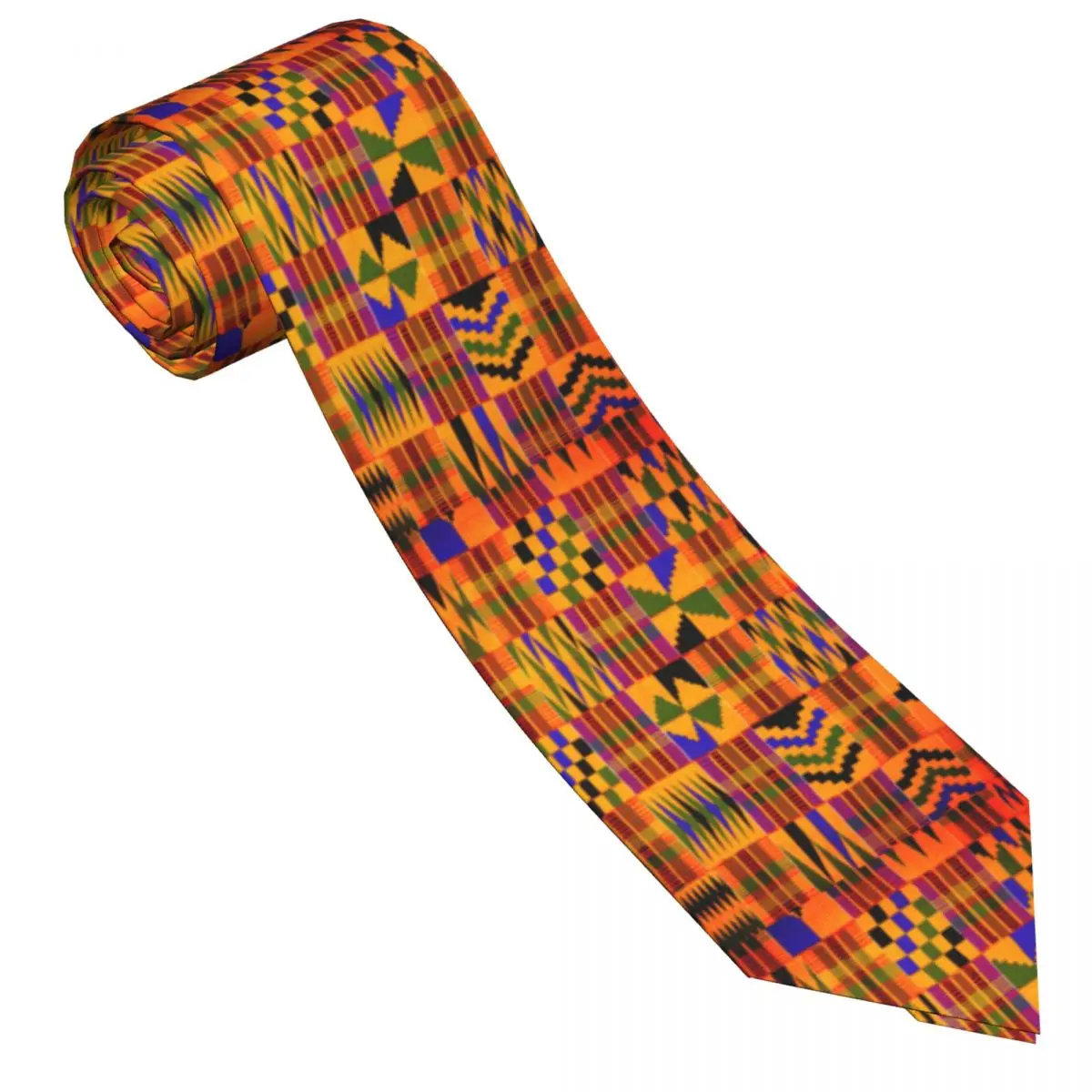 Kente Tribal Africano Gravata Retro Estampa Para Homem Impresso Pescoço Gravatas Acessórios Blusa Escritório Poliéster Cravat De Seda