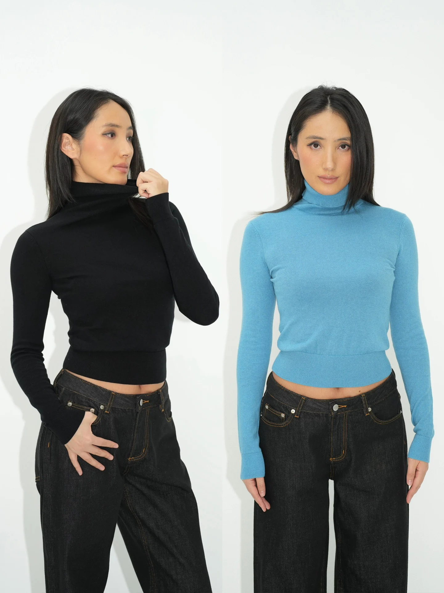 

WellD Ultra Soft Camere Cotton High Collar ort Sve Women's Base irt Autumn Winter Sle Versatile Slimming Knitwear