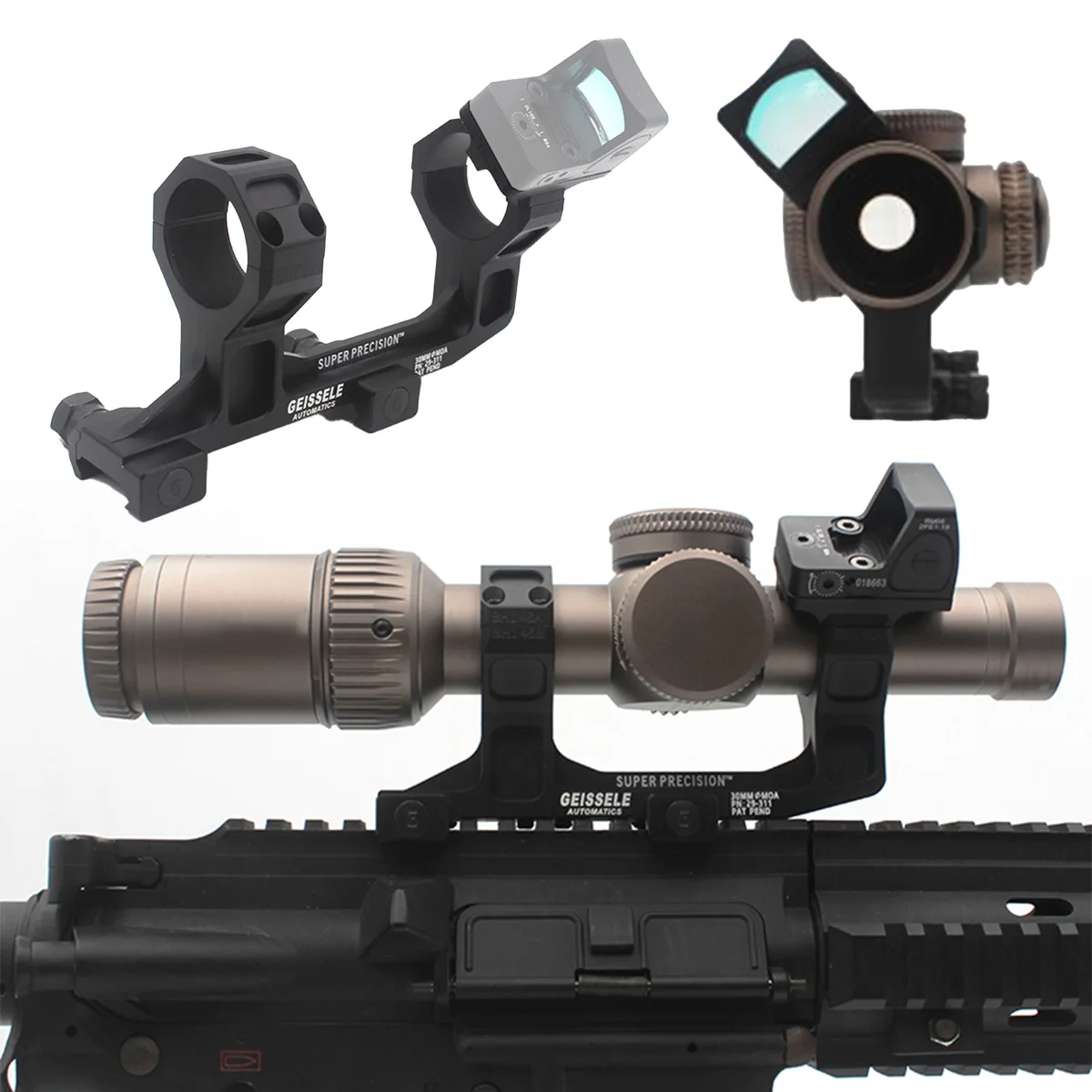 GEISSELE Super Precision Dual Rings Scope Mount AR15 Mount With Reptilia 30mm ROF-90 ROF-45 Mount For RMR SRO Red Dot Sight