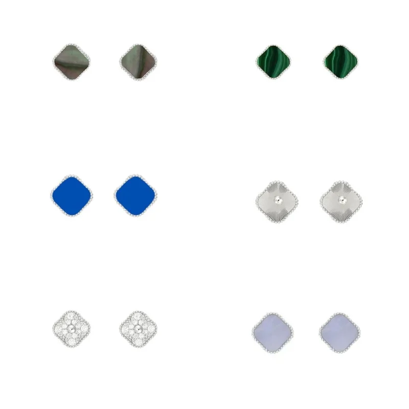2026 New 925 Silver High-Quality Enamel Shell Clover Earrings Lucky Floral Link Earrings Women Elegant Jewelry Gift