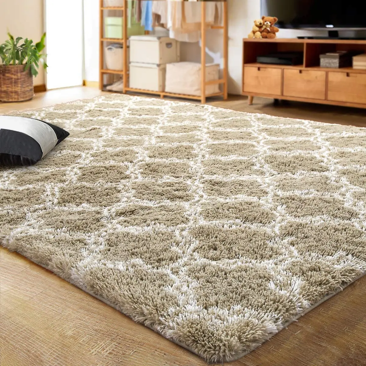 

Living Room Carpets Luxury Shag Area Rug Modern Indoor Plush Fluffy Rugs Home Decor Geometric Rugs for Bedroom Girls Kids