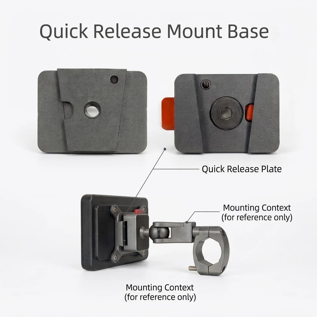 Aoocci CNC Aluminum Alloy Quick Release Mount Base for C3PLUS C6PRO C9PRO C9PROMAX D6A Motorcycle GPS Navigation Bracket Holder