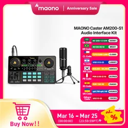 maono AM200-S1 Sound Card Microphone Set MaonoCaster Audio Interface with Condenser Mic for Live Streaming Recording PC Phone