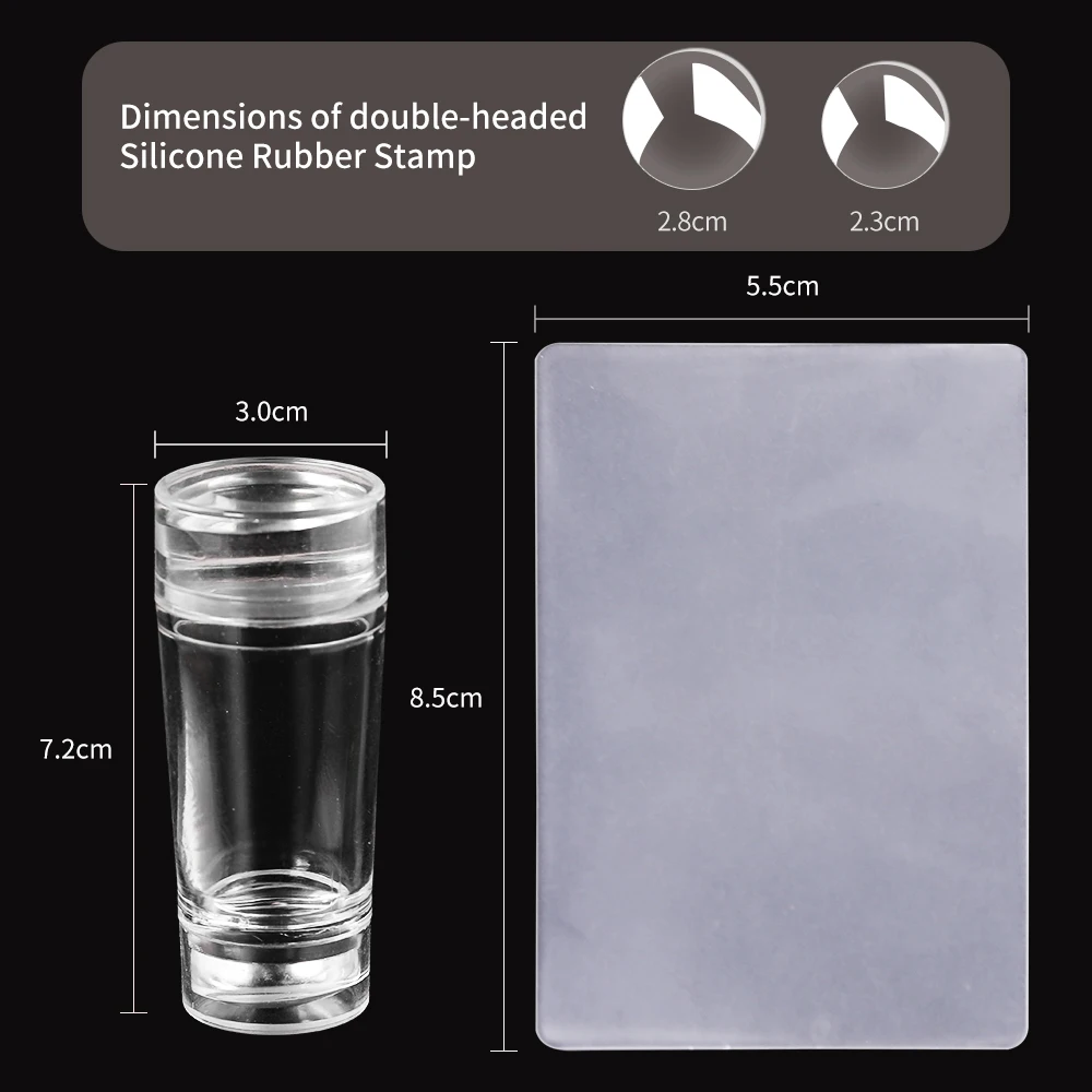 LULAA مزدوج الرأس مسمار شفاف الختام مع مكشطة عدة ختم مسمار الفن الأظافر الإكسسوارات سيليكون ختم مانيكير أدوات #6