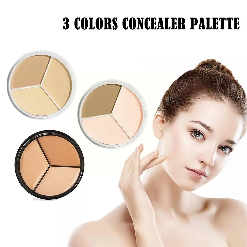 3-Color Concealer Palette Face Contouring Brightening Lasting Cover Moisturize Waterproof Concealer Dark Circles Acne Makeu O1E7