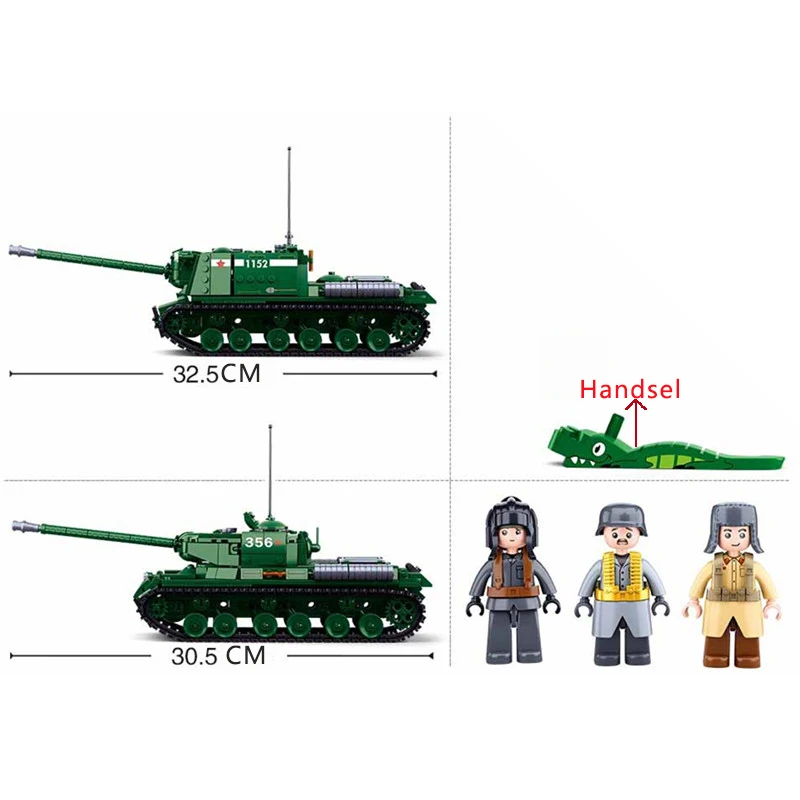 Military World War 2 Battle of Budapest IS-2 Heavy Tank Army Weapon Building Blocks Kit Bricks Classic WW II Model Toys Boy Gift