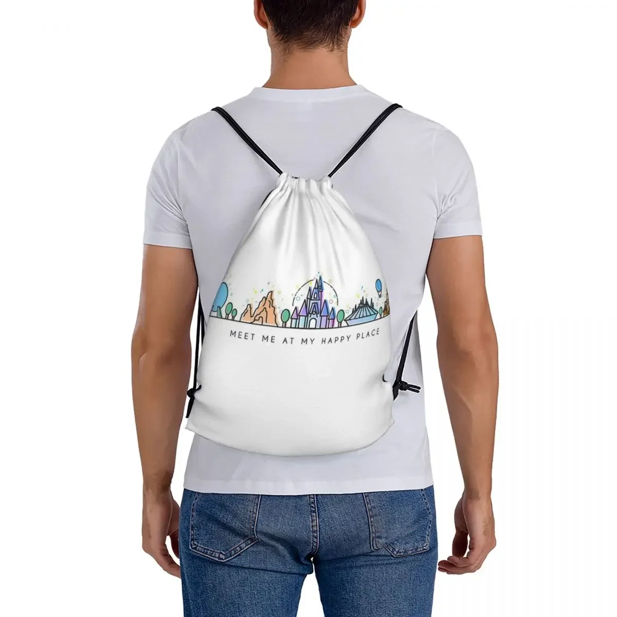 Encontre-me no vetor-Orlando Theme Park Illustration Design Mochilas, sacos de cordão, pacote de bolso sapatos saco, Bookbag