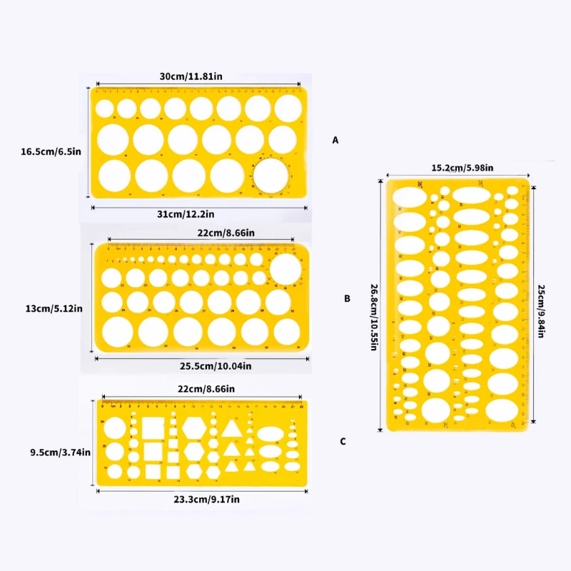Multifunctional Geometric Stencils Ruler Circle Stencils Oval Stencils Geometric Templates Measuring Ruler for Drawing
